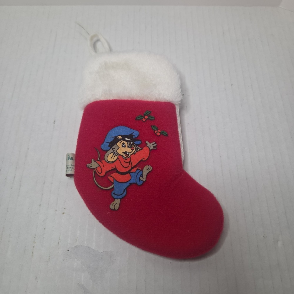 Vintage‎ 1986 An American Tail Fievel Mouse Stocking Mini Zipper Christmas 7"